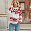 Autumn Winter Christmas Ethnic Retro Women Clothing Thermal round Neck Sweater Women Bella Mia