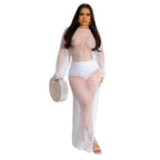 Women Clothing Sexy Solid Color Handmade Knitted Tassel Beach Dress Bella Mia