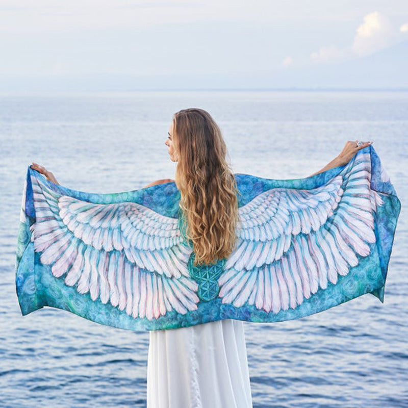 Printed Beach Towel Manga Ocean Wing Series Sexy Goddess Beach Shawl for Women