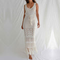 Sunscreen Beach Dress Hollow Out Cutout out Strap Women Maxi Dress with Tassel Bikini Swimsuit Blouse Bella Mia
