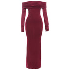 Winter Women Clothing Elegant off Shoulder High Waist Slim Dress Bella Mia