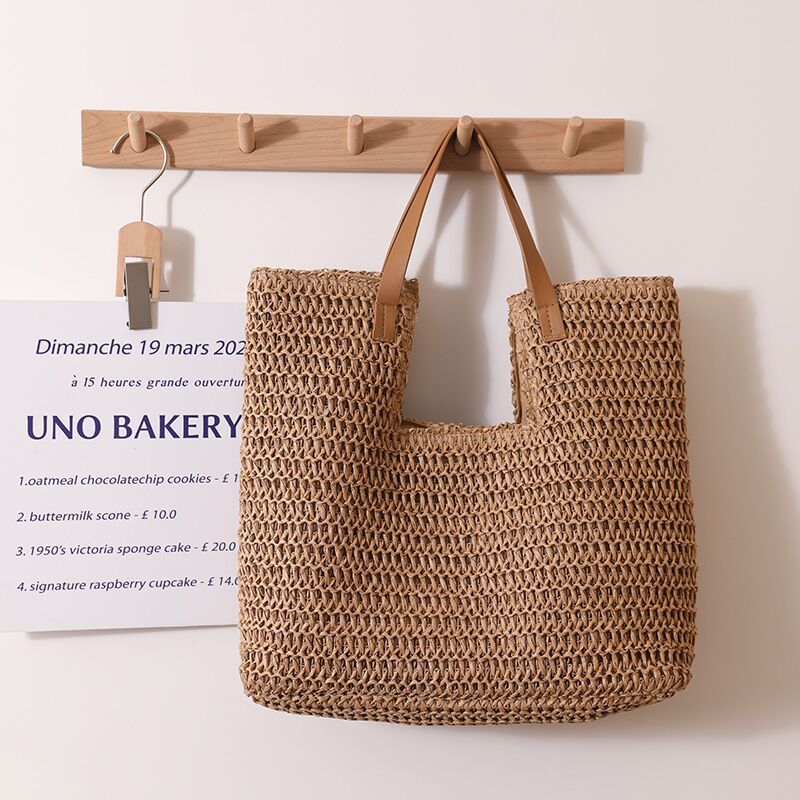 Shoulder Straw Bag Simple Large Capacity Portable Straw Bag Woven Bag Seaside Vacation Beach Bag Women Bag Bella Mia
