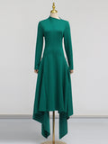 Simple Solid Color Dress Spring High Grade Waist Slimming Irregular Asymmetric Dress Women Bella Mia