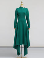 Simple Solid Color Dress Spring High Grade Waist Slimming Irregular Asymmetric Dress Women Bella Mia