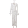 Women Clothing Autumn Sexy Hollow Out Cutout out Solid Color Stringy Selvedge Irregular Asymmetric Bell Sleeve Dress Bella Mia