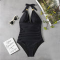 One Piece Swimsuit Conservative Print Halter Red Backless Swimsuit Bella Mia