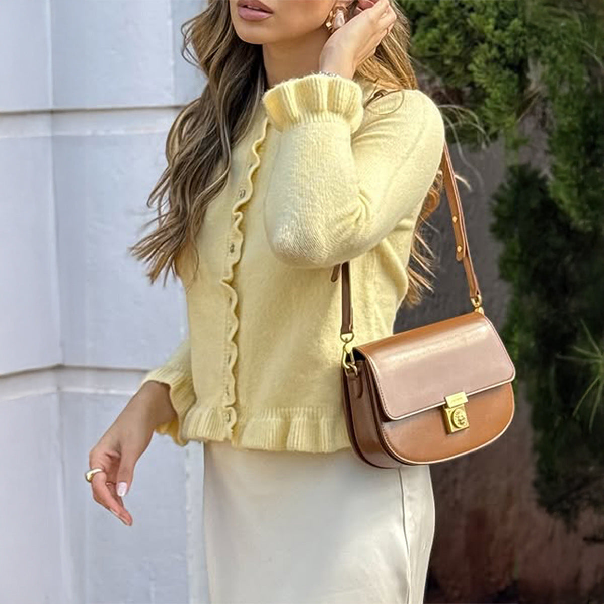 Casual Vacation Solid Color Wool Button Long Sleeved Top Sweaters Women Clothing Autumn Winter Bella Mia