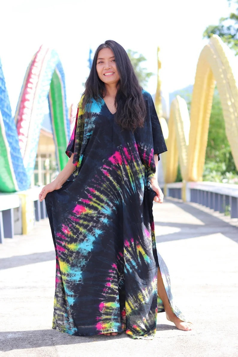 Rayon Halo Dyed Robe Vacation Casual Beach Bikini Cover 25 Colors Bella Mia