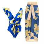 Sexy Swimsuit Women Vintage Ruffled Swimsuit Bikini Chiffon Beach Skirt Set Bella Mia