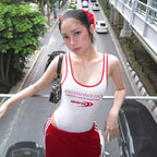 Street Letters Multicolor Printing Sling Body Shaping Corsets Sexy U Collar Backless Shaping Top Bella Mia
