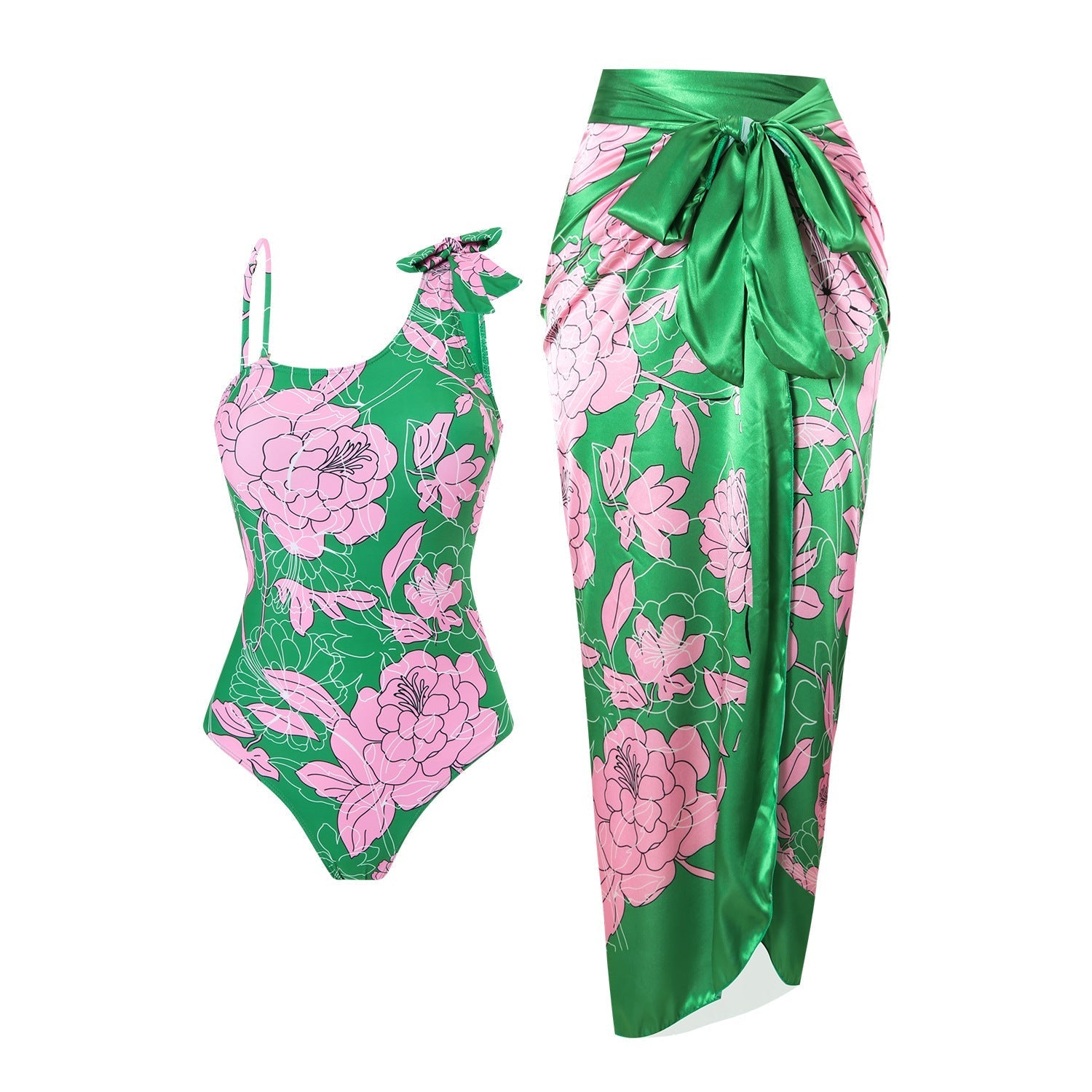 Bikini Printed Swimsuit Oblique One Shoulder One Piece Swimsuit Women Bella Mia