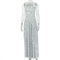 Sweet Women Clothing Polka Dot All Matching Hip Dress Holiday Low Cut Slimming Strap Maxi Dress