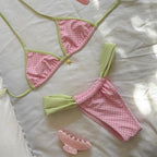 Halter Bikini Vintage Printed Split Metal Swimsuit Triangle Cup Bikini Swimsuit Women Bella Mia