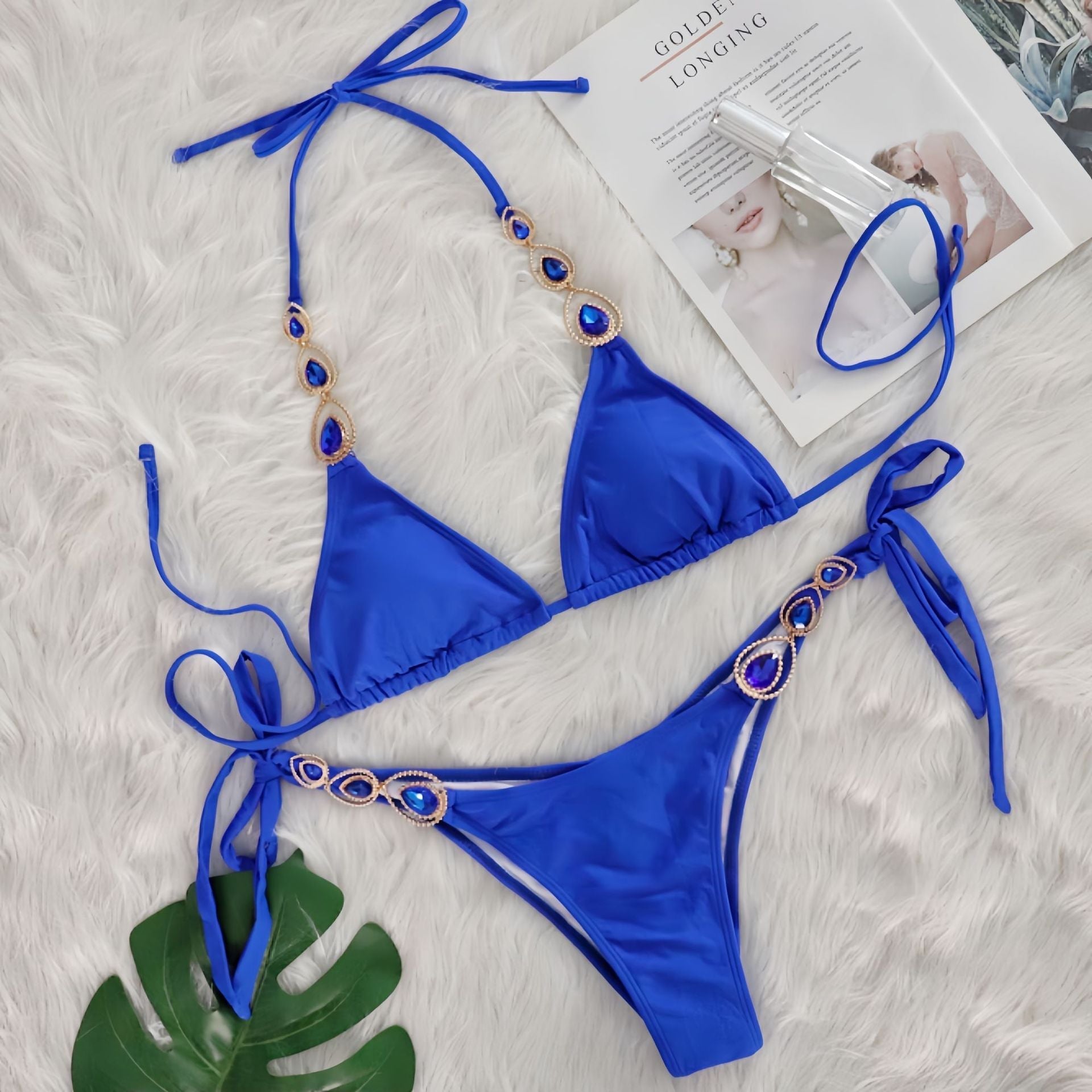 Sexy Bikini Suit Luxury Crystal Diamond Bandage Women Swimsuit Beach Vacation Swimsuit Bella Mia