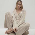 Comfort Knitted Loose Cardigan Long Sleeve Pants Pajamas Women Casual Simple Home Wear Bella Mia