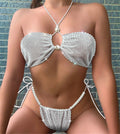Women Clothes Grid Pearl Shining Diamond Sexy Bikini Bella Mia