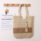 Woven Two Tone Tassel Woven Bag Shoulder Bag Casual Straw Bag Casual Women Bag Beach Bag Bella Mia