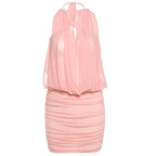 Spring Women Sexy Cross Lace up Two Way Tube Top Vest Mesh Pleats Dress Women Bella Mia