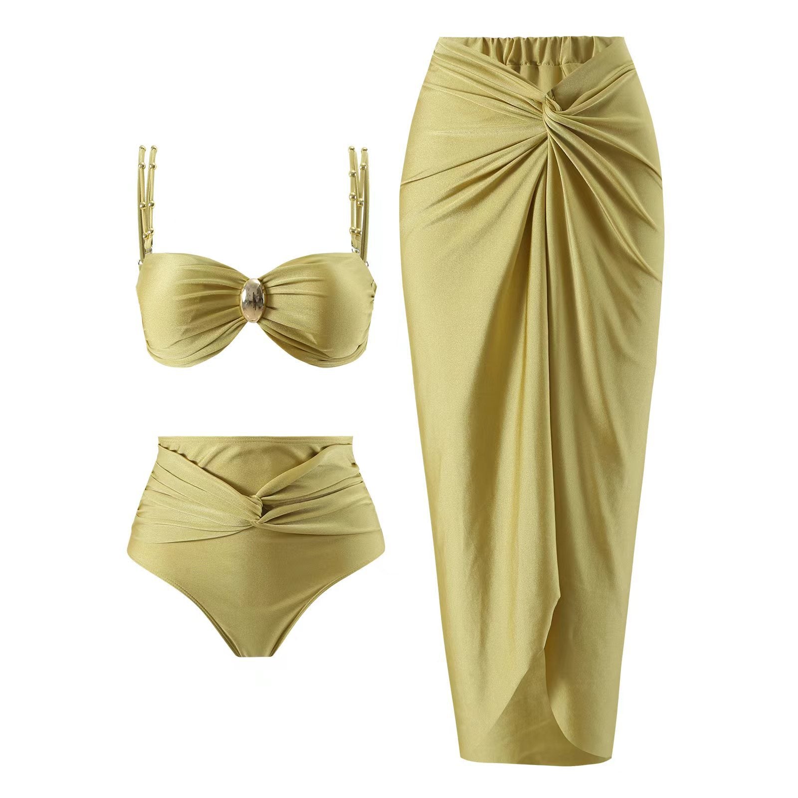Split Three Piece Bikini Swimsuit Women Slimming Swimsuit Outfit Nylon Skirt Bella Mia
