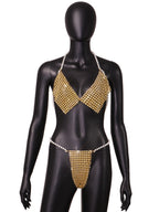 Cross Mirror Women Clothing Summer Sexy Three Point Pearl Halter Set Women Bella Mia
