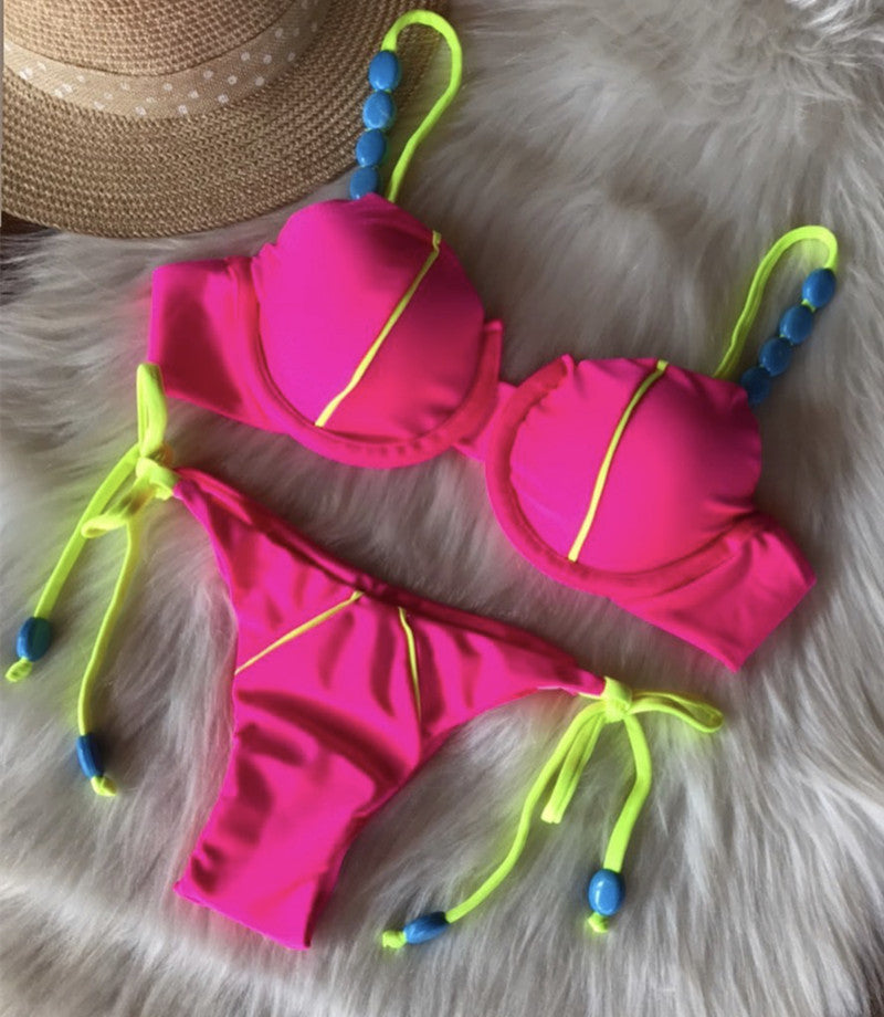Sexy Sunken Stripe Split Bikini Women Swimsuit Bella Mia
