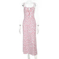 Polka Dot Printed Floral Strap Dress Women Summer French Sexy Backless Dress Bella Mia
