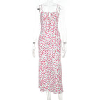 Polka Dot Printed Floral Strap Dress Women Summer French Sexy Backless Dress Bella Mia