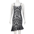 Women Clothing Autumn Sequined Leopard Backless Cross Decoration Sexy Dress Bella Mia