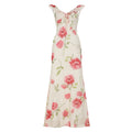 Vacation Floral Printed Mesh V neck Sexy Dress Summer Sling Slim Fit Maxi Dress