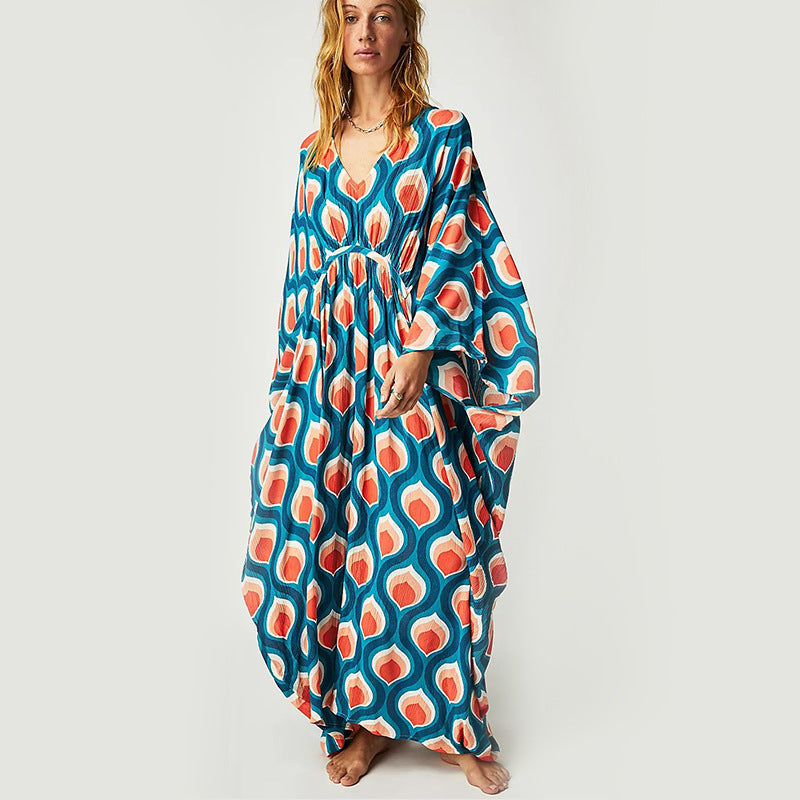 Summer Beach Dress Women Casual Vacation Printed Pullover Bikini Swimsuit Blouse Sun Protection Clothing Bella Mia