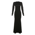 Autumn Women Clothing Fashionable Elegant Sexy Backless Slimming Sheath Long Sleeve Dress Evening Dress Bella Mia