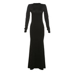 Autumn Women Clothing Fashionable Elegant Sexy Backless Slimming Sheath Long Sleeve Dress Evening Dress Bella Mia