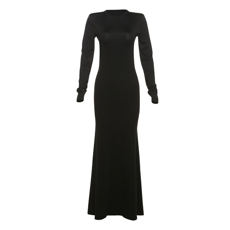 Autumn Women Clothing Fashionable Elegant Sexy Backless Slimming Sheath Long Sleeve Dress Evening Dress Bella Mia