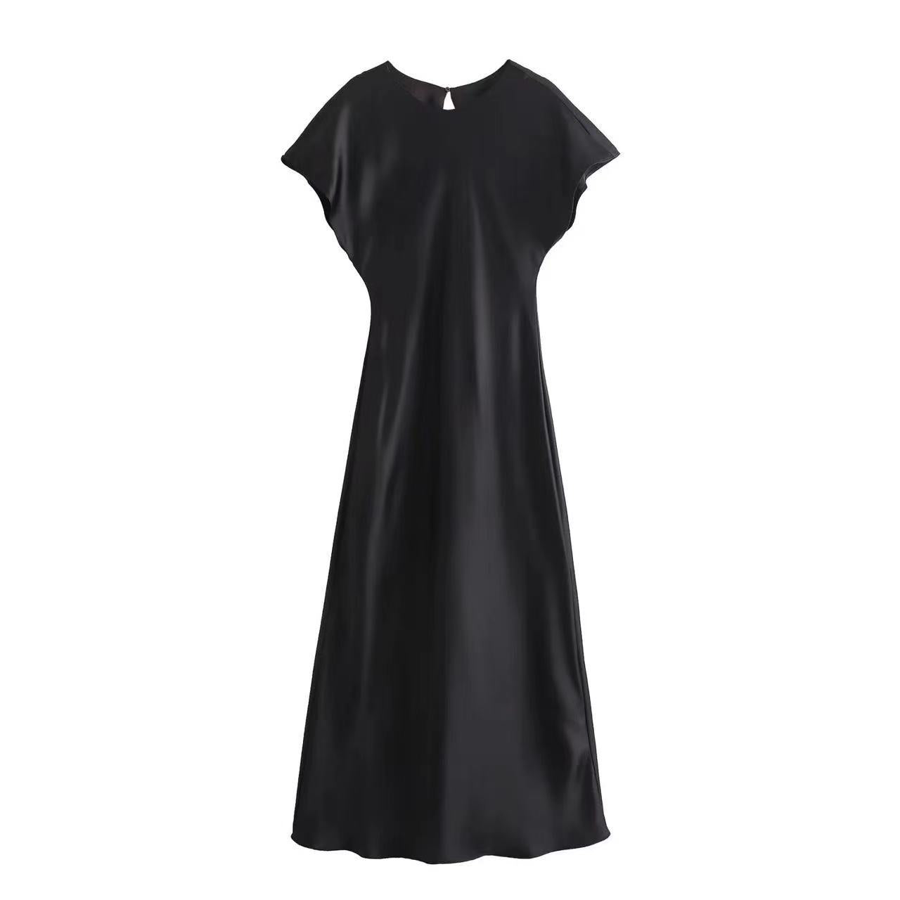 Satin Dress Satin Sleeveless Dress Casual Solid Color V neck Silk Satin Midi Dress Bella Mia