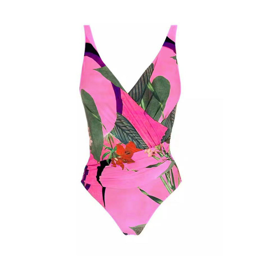 Two Piece Set Swimsuit Cross Belly Covering Printed Backless Sheath Dress Swimsuit Bella Mia