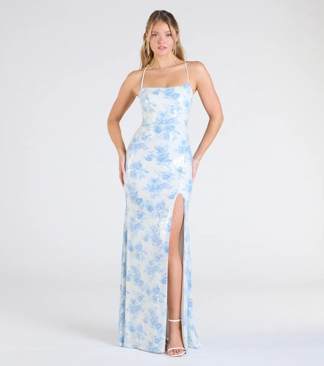 Popular Floral Strap Dress Women Mid Length Dress Slim Split Evening Dress Bella Mia