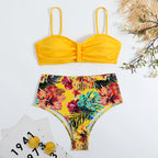 Swimsuit Women Split Bikini Retro Sexy Solid Color Printing Bikini Wear Bella Mia