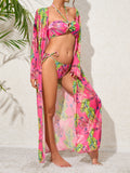 Bikini Women Split Three Piece Long Sleeve Long Blouse Bandage Swimsuit Bella Mia
