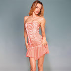 Summer Sexy Women Clothing Sexy Tube Top Lace up Backless Chiffon Stitching Sexy Dress Women Bella Mia