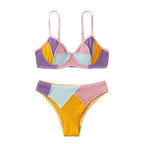 Sexy Double Shoulder Stitching Steel Bracket Push up Bikini High Waist Beach Split Swimsuit Bella Mia