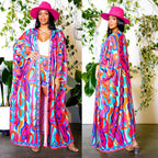 Chiffon Printed Blouse Shorts Suit Sun Protection One Sleeve Cardigan Beach Two Piece Set Women Bella Mia