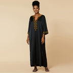 Artificial Silk Gold Thread Embroidered Beach Cover up Robe Vacation Sun Protection Shirt Beach Cover Up Bella Mia