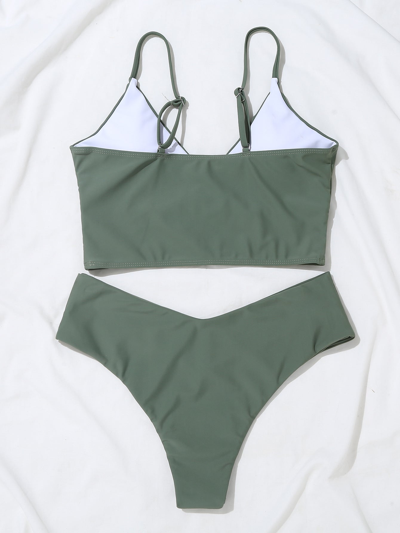 Sexy Solid Color V-neck Bikini Split Swimsuit Swimwear Bikini Female Bella Mia