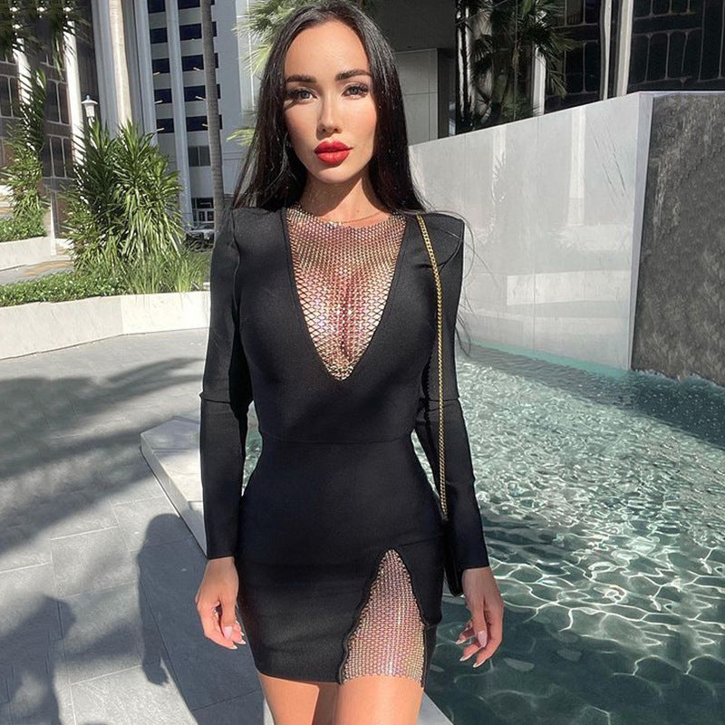 Dress Women Spring Autumn High Grade Small Fashionable Sexy Tight Hip Sexy Night Show Long Sleeve Bella Mia