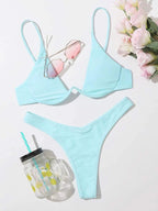 Sexy Bikini Split Gathering Steel Bracket Solid Color Swimsuit Women Bella Mia