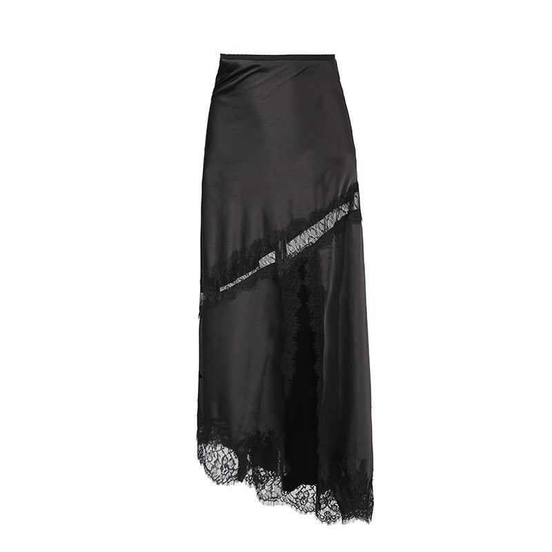 Summer Lace Split Skirt Women Elegant Skirt