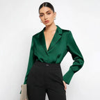 Satin Faux Silk Shirt Spring Summer Women Clothing Minimalist Long Sleeve Shirt Top Bella Mia