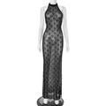 Summer Sexy Seaside Vacation Backless Hollow Out Cutout Lace Sheath Dress Women