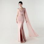 Single Shoulder Crossbody Stitching Mesh Design Satin Slim Cocktail Dress Evening Dress Bella Mia