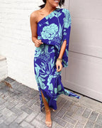 Women Clothing Dress Sexy Oblique Shoulder Elegant Single Side Sleeve Dress for Women Bella Mia